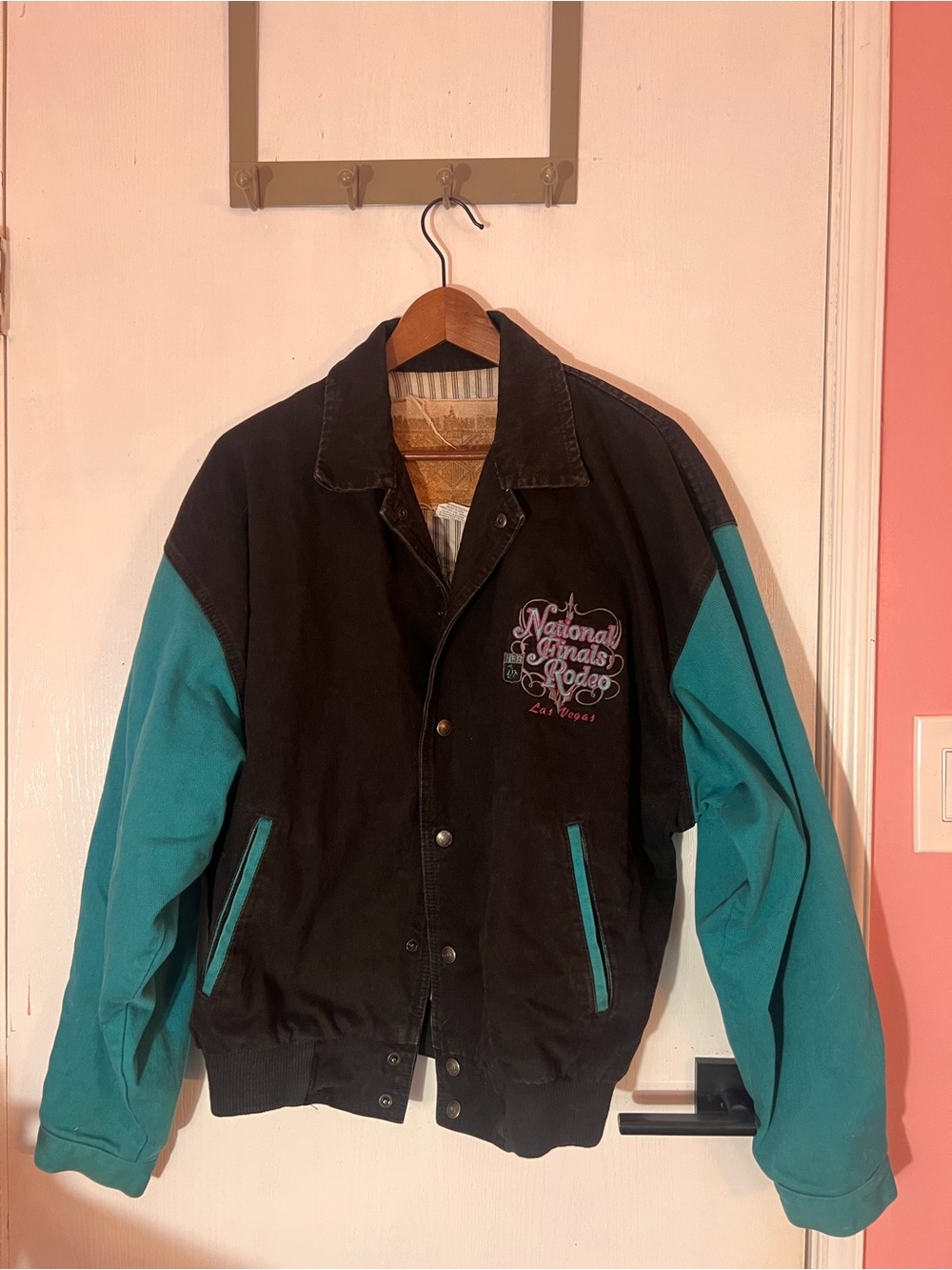 Men's Black Jacket with Teal Sleeves - National Finals Rodeo Las Vegas